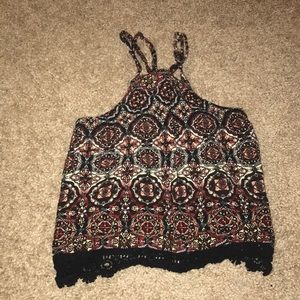 Patterned Crop Top with Open Back